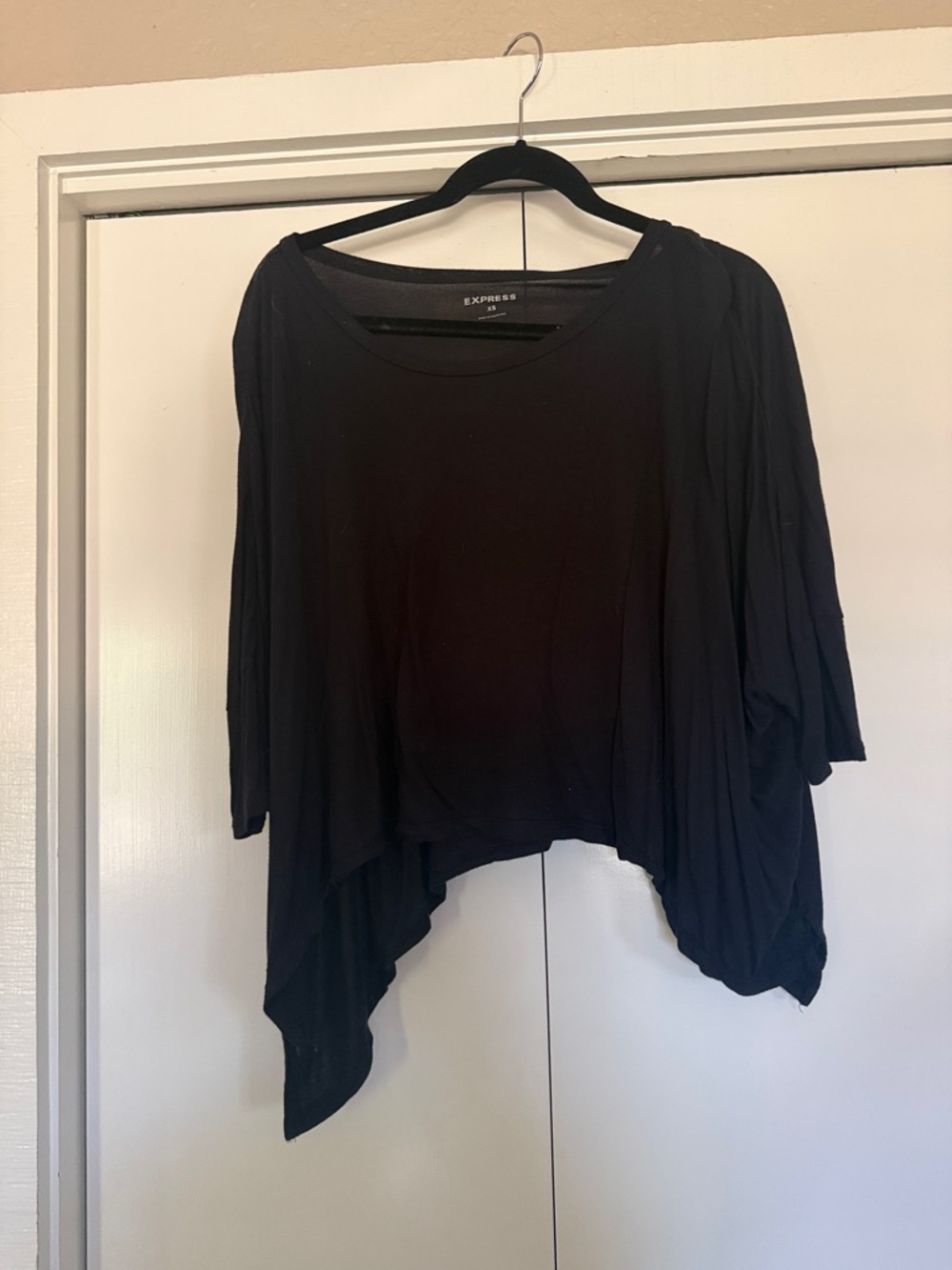 XS: Express Women's Black Draped Asymmetric Top